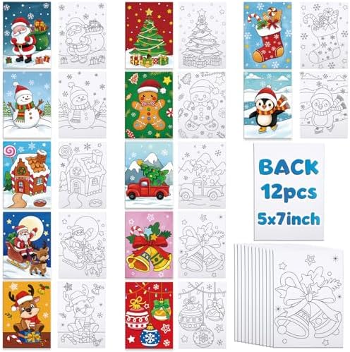 Louise Maelys Christmas Pre Drawn Canvas to Paint for Kids