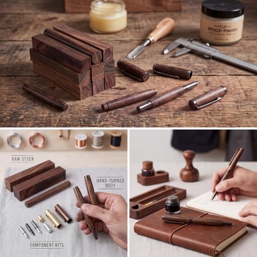 Qilery 10 Pcs Exotic Wood Pen Blanks Turning Supplies DIY Crafts Hardwood Pen Blanks Turning Kit, 5 x 3/4 x 3/4 Inch (Black Ebony)