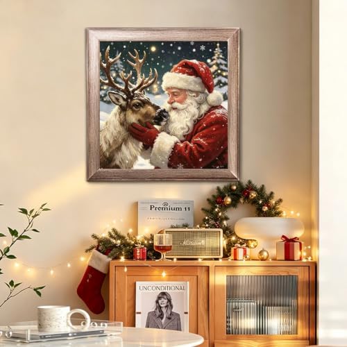 WULINHUAFA Christmas Paint by Numbers Adults Beginner 16x16 Inch | Santa Claus Adult Paint by Number Kits, DIY Acrylic Oil Easy Painting by Numbers for Gifts Home Wall Decor Without Frame