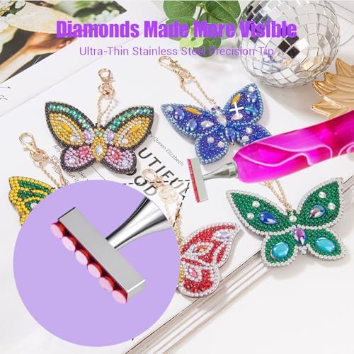 Huanlys Diamond Painting Pens, Diamond Art Pen Tools Accessories Kit with Thin Screw Steel Metal Tip Nibs, Roller for Art Crafts & Nail Art, Comfort Grip and Faster Drilling