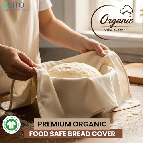 Flour Sack Towels Sourdough Bread Baking Supplies | Bread Dough Proofing Unbleached Bread Proofing Cloth, Organic Cotton Baking Cloth for Baguettes, Ciabatta, Pastry – Reusable, 28"x28", 6-Pack
