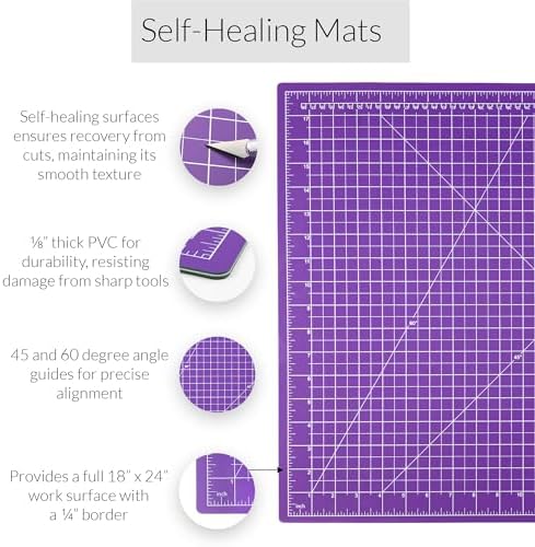 Breman Precision 18x24 Self Healing Cutting Mat Purple/Gray for Crafting