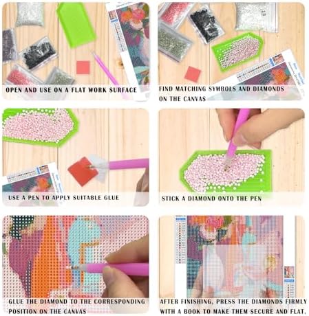 XUNLURY Coastal Orange Cat Diamond Art Kits 2 Pcs, Retro Summer Mediterranean Sushi Cocktail Diamond Painting Kits for Adults Beginners, Full Drill Diamonds Dots for Home Decor, 9.8x11.8 Inch