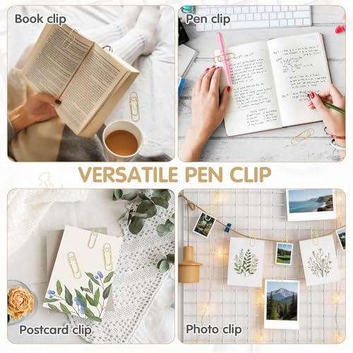 Notebook Pen Clip, 15PCS Colorful Metal Paperclip Pen Holder