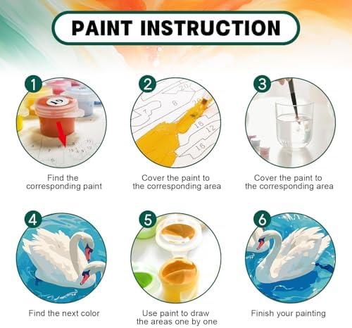 Possoco Paint by Numbers Kit for Adults Beginner, Pure Swan Easy Adult Paint by Number Kits on Canvas, DIY Acrylic Watercolor Oil Paint by Number for Adults Teens for Home Decor Gift 16x20 Inch