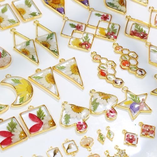 LET'S RESIN 172PCS Open Bezels for Resin, Gold Hollow Frame Pendants Bezels