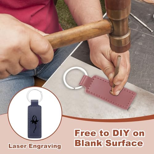 MECCANIXITY Leather Keychain Blanks Bulk Rectangle Laser Engraving Keychain Kit