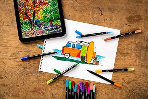 Crayola Sketch & Detail Dual-Tip Markers (16ct), Adult Coloring Set, 32 Colors, Fine & Brush Tip Art Markers, For Calligraphy & Drawing