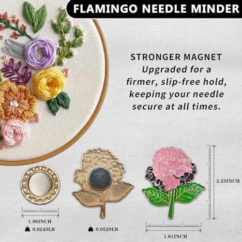 Magnetic Needle Minder Magnet Embroidery Accessories and Supplies Embroidery Needle Holder Cross Stitch Holder Needlework Supplies (Pink Hydrangea)
