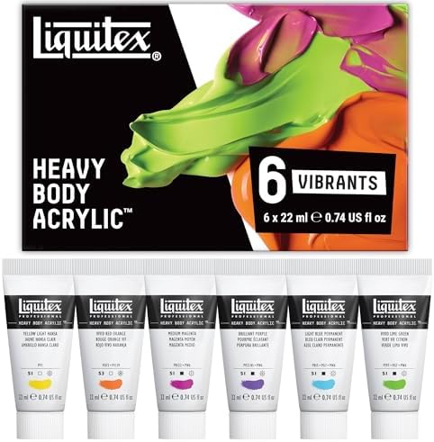 Liquitex Heavy Body Acrylic Paint Set, 6 x 22ml, Vibrant Colors Set
