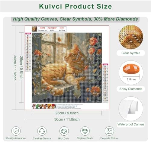 Kulvci Cat Diamond Painting Kits for Adults, Diamond Art Kits 12x12inch