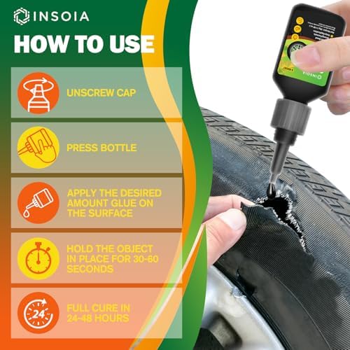 INSOIA Super Black Rubber Glue, 20g, Strong Bond, with Precision Tips
