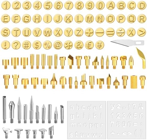 105 Pieces Wood Burning Tip Letters Set Including Letter Number Symbol Alphabet Template for Wood Burner DIY Embossing Carving