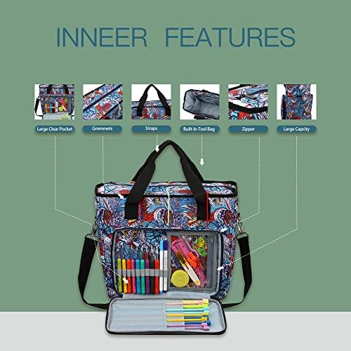 Yarn Knitting Storage Tote-Large Capacity Crochet Organizer Portable Travel Bag with Shoulder Strap Crochet Hooks Case for Unfinished Bulk Project