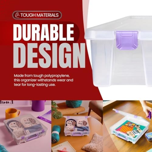 ArtBin Essentials 12 x 12 One-Compartment Craft Box, Clear | One Open Compartment, 15.25 x 14 x 3.5 Inches, Secure Latches, Stackable, Durable Polypropylene