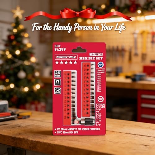 Premium 25-Piece Allen Key Drill Bit Set - Durable Allen Wrench Bits with Strong Magnetic Tips, SAE & Metric Hex Keys