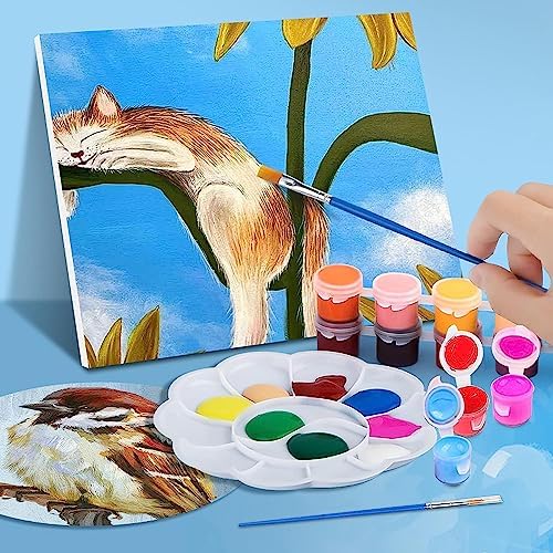 145 Pcs Mini Acrylic Paint Set for Kids, 12 Colors Washable Acrylic Paint Strip with 5 Paint Tray for Kids&Adults Craft Paint, with Mini Paint Strips for Easter Eggs Art Craft Painting Easter Gifts