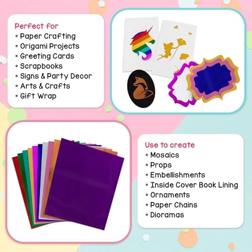 Hygloss Metallic Foil Paper - 20 Sheets 10 Assorted Metallic Foil Paper - 8.5x10 Inches - Ideal Foil Papers for Crafts - Shiny Craft Paper Sheets