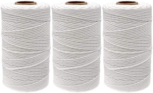 jijAcraft Butchers Twine 984 Feet, 2mm Cotton Twine String, Food Safe Kitchen Cooking Bakers Twine String for Meat Trussing, White Cotton String for Turkey Sausage Butcher Food Prep