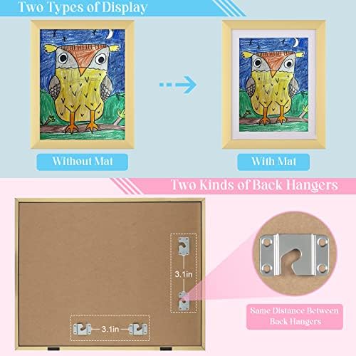 [2Pack] Kids Art Frames, 11x14 Front Opening Kids Artwork Frames Changeable, Gold Artwork Display Storage Frame for Wall, Holds 50 Pcs, for 3D Picture, Crafts, Children Drawing, Hanging Art, Portfolio