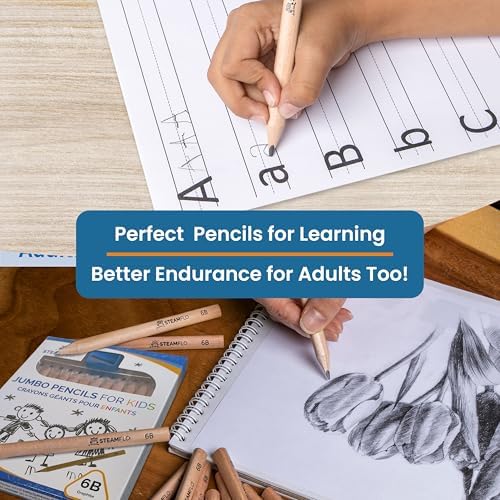Learning Pencils for Toddlers 2-4 Years – Our Kids Pencils for Beginners Toddlers and Preschoolers with Jumbo Triangle Shape are Specially Designed Triangle (12 Pack + Sharpener)