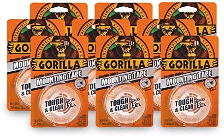 Gorilla Tough & Clear; Double Sided Mounting Tape; Weatherproof; 1" x 60"; Clear; (Pack of 9)
