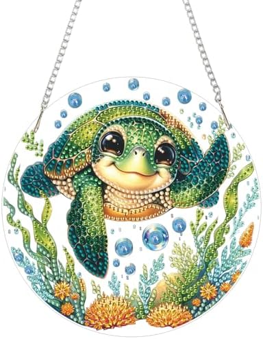 AIBOERL Sea Turtle Diamond Art Kits for Adults, Acrylic Hanging Suncatcher