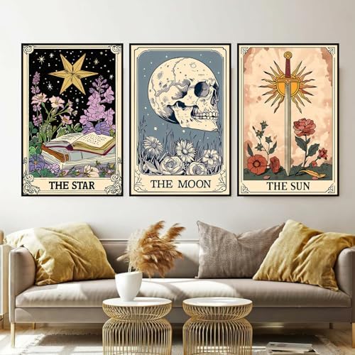 Axquilon 3 Packs Tarot Framed Paint by Numbers Kit for Adults 8x10in
