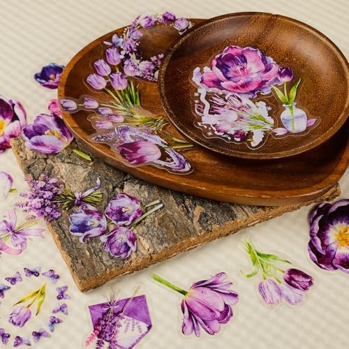 56Pcs Natural Flower PET Stickers Set