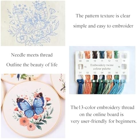 Silentsea Blue Butterfly Embroidery Kit for Adults