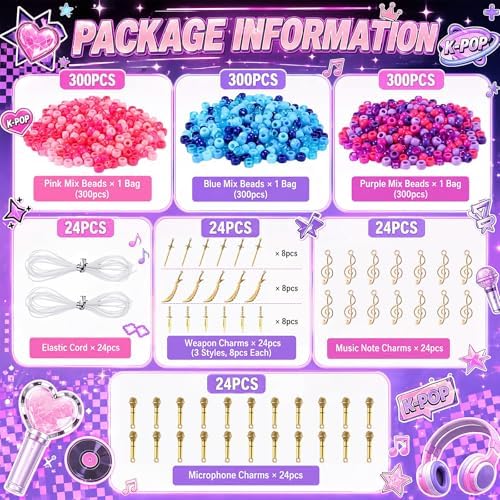 Soulchen 996 Pcs/24 Sets Kpop Party Favors Friendship Beads Bracelets Craft