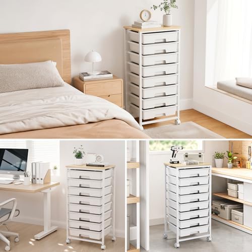 LEHOM Rolling Storage Cart with 8 Drawers, Utility Cart on Lockable Wheels