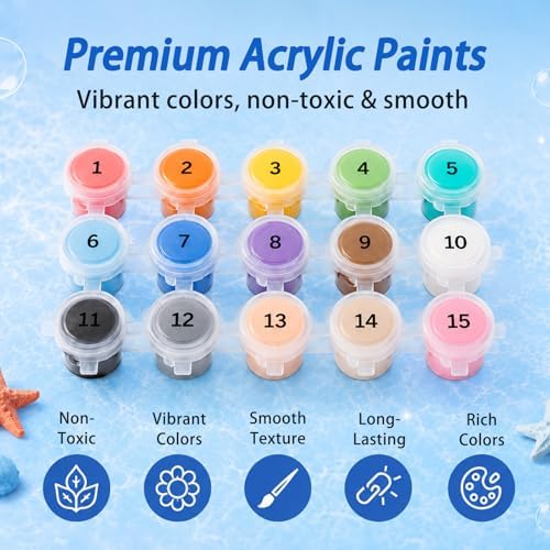 AUKELHJ Paint by Numbers Kit for Kids with Frame, Deer, 8X8 inch