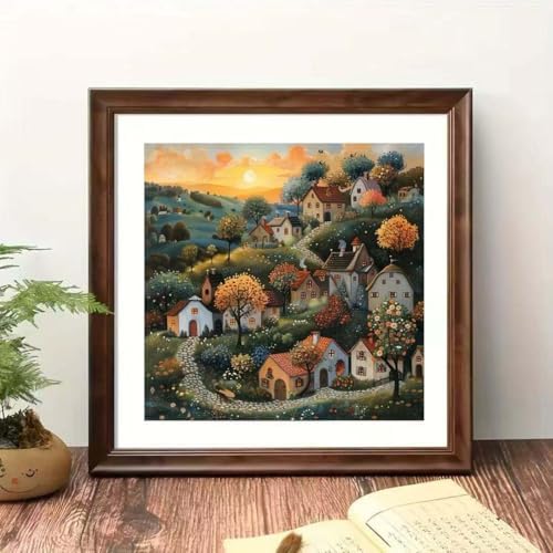OJTOYART House Landscape Diamond Art Kits for Adults,5D Diamond Painting Kits for Beginner,DIY Full Round Drill Diamond Dots for Adults Arts and Crafts for Adults Home Wall Decor 13.79 x 13.79inch