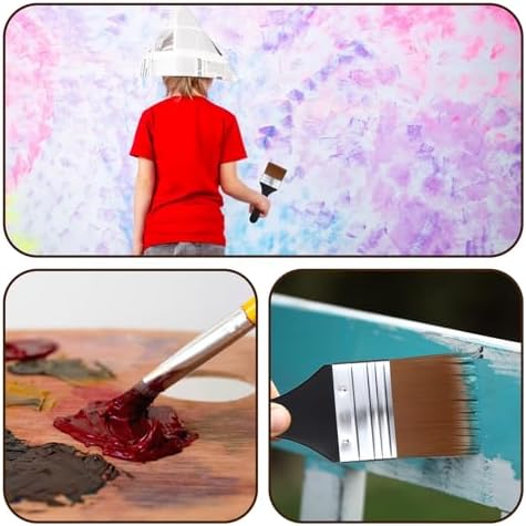 3Pcs Wide Flat Acrylic Paint Brushes for Acrylic Painting Large Nylon Artist Paintbrushes Art Varnish Brush for Oil Watercolor Varnish Canvas Painting