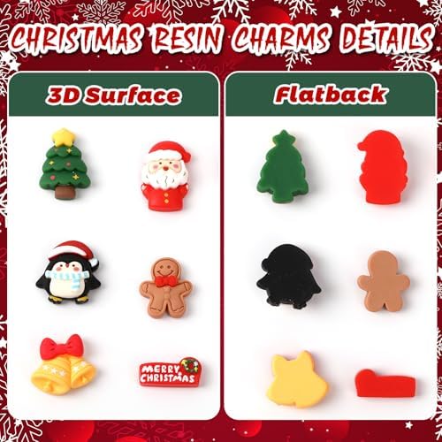 60Pcs Christmas Resin Charms, Holiday Flatback charms for DIY Craft