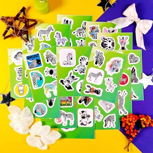 Zebra Stickers for Water Bottle and Laptop - Safari Party Supplies & Decorations, Waterproof Vinyl Animal Decals, Fun Zebra Stickers Laptop Decals, Gifts for Women & Men