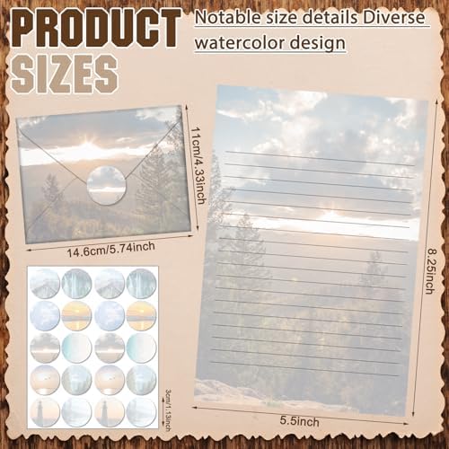 TaoBary 160 Pcs Scenic Nature Stationery Paper and Envelopes Set