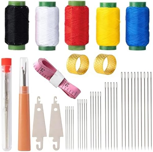 42 Pcs Sewing Tool Set, Big Eye Steel Sewing Needle Kit, Includes Needles, Threader, Ripper, Tape Measure & More, Complete Hand Sewing Set for Beginners, Craft Enthusiasts & Daily Use
