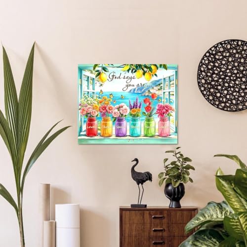 WULINHUAFA Inspirational Paint by Numbers Adults Beginner 16x20 Inch | Scenery and Flowers Adult Paint by Number Kits, DIY Acrylic Oil Painting by Numbers for Gifts Home Wall Decor Without Frame