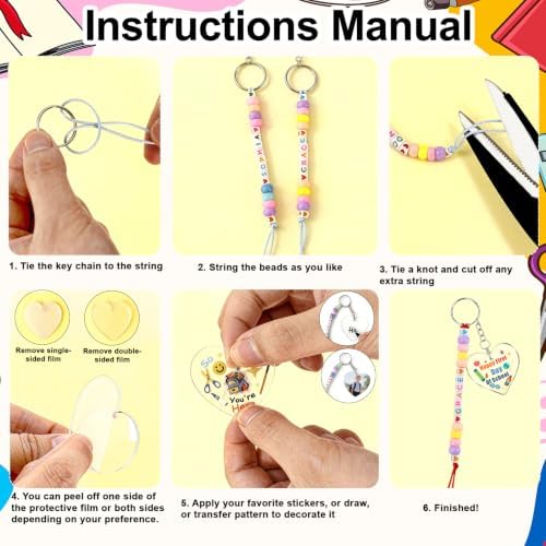 24 Set Back to School Crafts Kits, First Day of School Keychain Making Kit