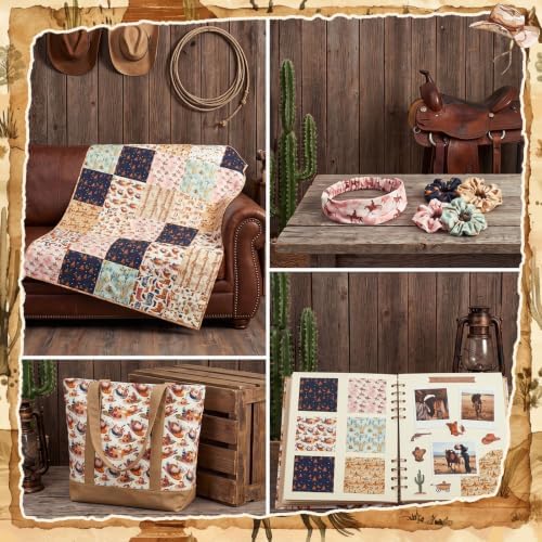 HunnmingRe 20 Pcs 10''x10'' Western Cowboy Quilting Fabric Squares