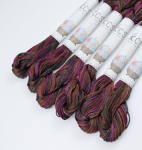 KCS Big skeins of 25 Meters Size 25 Color Variegated Cross Stitch Stranded Threads,6 skeins,4522