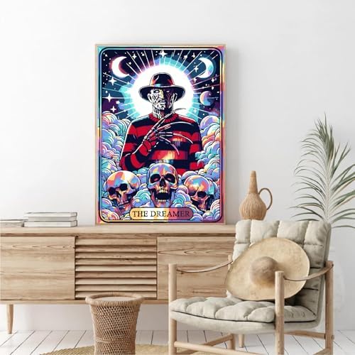 Clendo 6 Packs Halloween Paint by Number Kits for Adults, Horror Movie Adult's Painting by Numbers on Canvas, Easy Acrylic DIY Oil Painting on Canvas, Home Wall Decor(12x16in No Frame)
