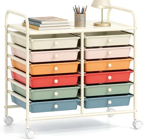 COSTWAY 12-Drawer Rolling Storage Cart, Utility Storage Organizer Cart