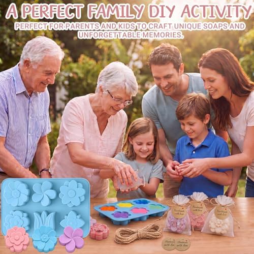 Domensi 64 Pcs Soap Making Mold Kit DIY Craft Set for Handmade Soap