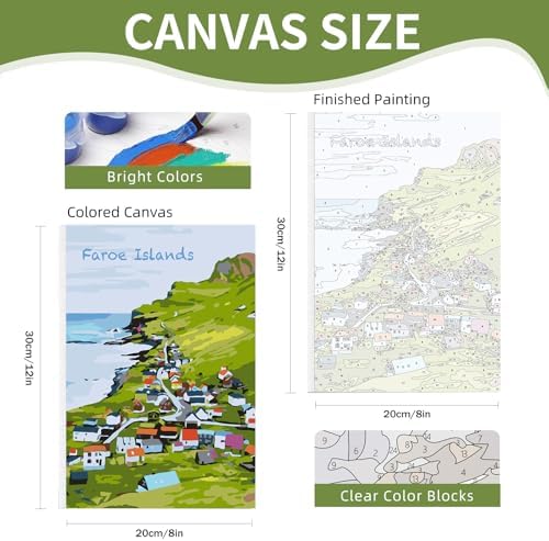 4 Pack Framed Paint by Numbers Kit for Adults Beginner with Wooden Easel, Landscape Easy Paint by Numbers with Frame, DIY Adult Paint by Numbers Kits on Canvas Framed for Home Decor Gift 8x12 Inch