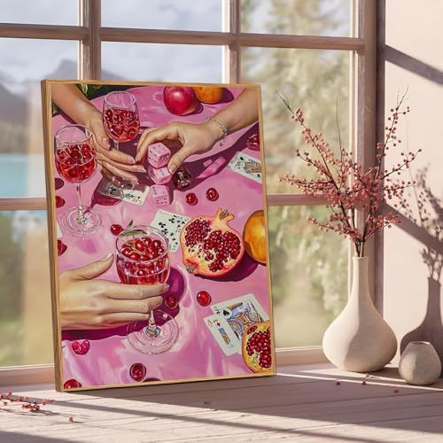 Pink Poker Cherry Drink Diamond Art Kits for Adults Diamond Painting Kits