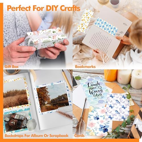 30 Sheets Garden Floral Paper Pad, Double-Sided Scrapbook Paper with Unique Soft Fresh Designs Decorative Scrapbooking Supplies For Card Making, Album, Stamping, Background Decoupage