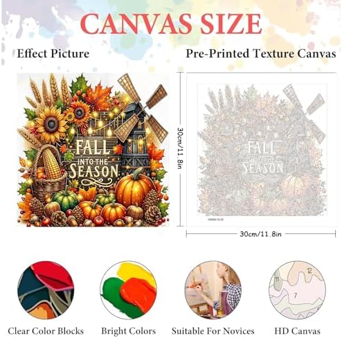 AIBOERL Paint by Numbers Kit for Adults Beginner,Fall Pumpkin, 12X16In